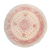 8' 2''x8' 2'' Ivory Blush powder Blue Color Hand Knotted Persian Wool and Silk Traditional Oriental Rug